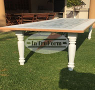 Steel and wood in laid tables